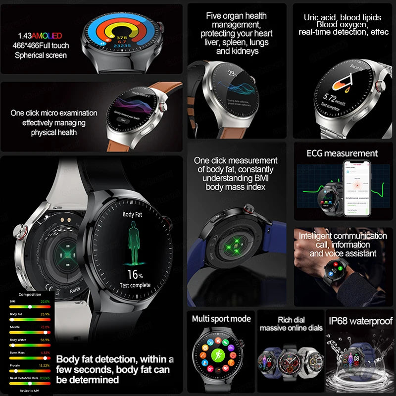 New Health Monitoring Smart Watch Physical Examination Health Wacth Blood Pressure ECG+PPG Sport Call Smartwatch for Android Ios