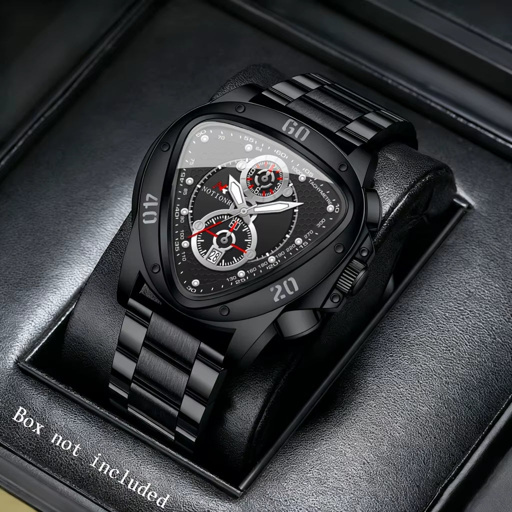 Luxury Men Watch Silicone Band Triangle Dial Unique Watch Date Watch, Quartz Watch |Business Watch