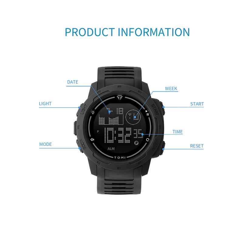 Sports Watch Digital Watch Multi Functional Waterproof Stop Watch Student Sports Electronic Watch Children'S Gift