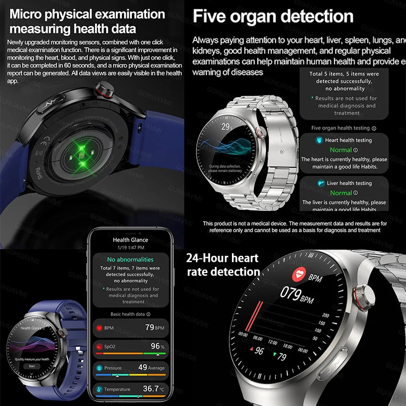 New Health Monitoring Smart Watch Physical Examination Health Wacth Blood Pressure ECG+PPG Sport Call Smartwatch for Android Ios