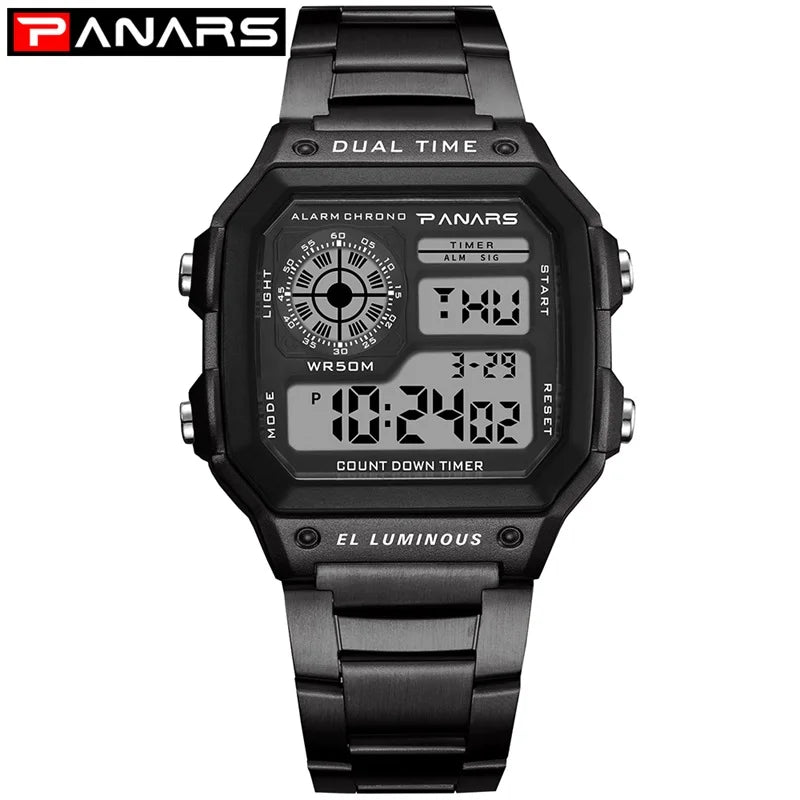 Business Men 50M Waterproof Stainless Steel Digital Wrist Watches Top Brand Luxury Mens Clock Relogio Masculino Wacth