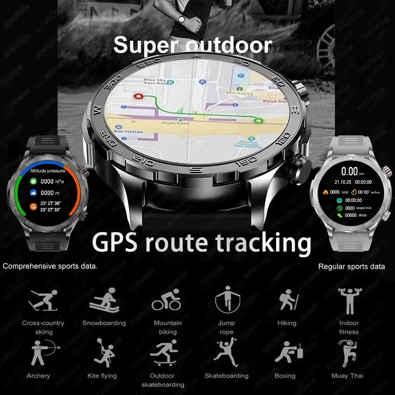 New GPS Track Smart Watch Men AMOLED HD Screen Outdoor Sports Fitness Heart Rate NFC IP68 Waterproof Bluetooth Call Smart Watch
