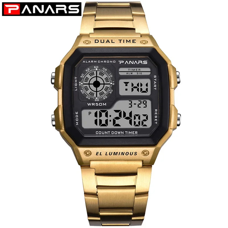 Business Men 50M Waterproof Stainless Steel Digital Wrist Watches Top Brand Luxury Mens Clock Relogio Masculino Wacth